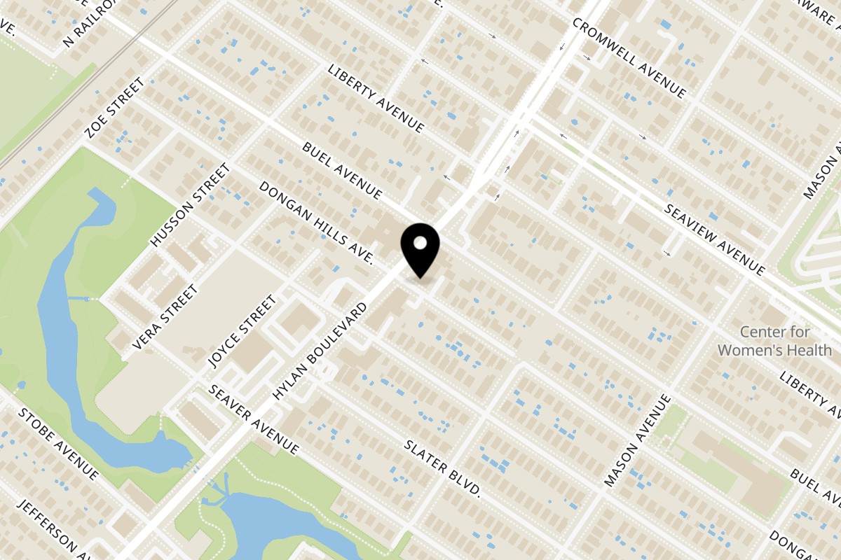 Map showing the location of Yemen Café & Restaurant Staten Island on 1816 Hylan Blvd in Staten Island