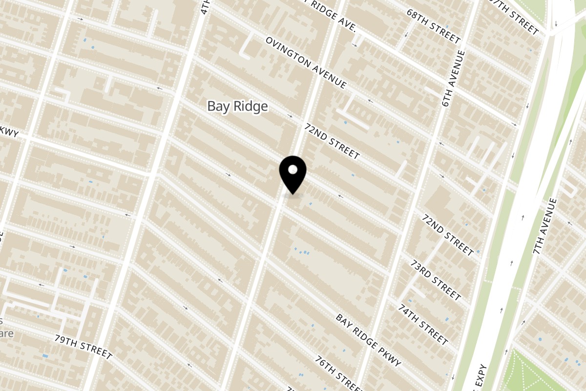Map showing the location of Yemen Café & Restaurant 5th Ave on 7317 5th Ave in Brooklyn