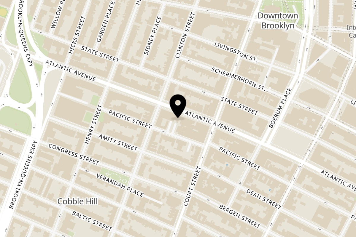 Map showing the location of Yemen Café & Restaurant Atlantic on 176 Atlantic Ave in Brooklyn